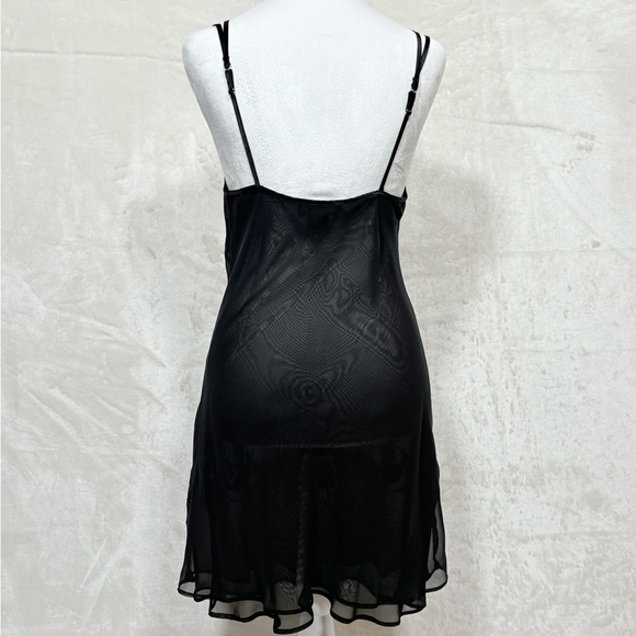 HALSTON Womens Small Black Sheer Mini Slip Dress Feminine Sexy WhimsyGoth Witchy - Picture 3 of 15